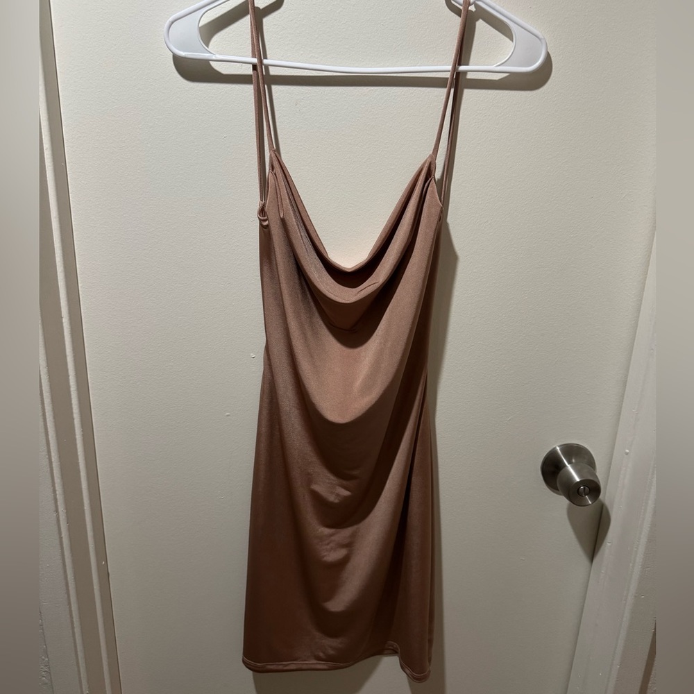Elegant Tan Slip Dress